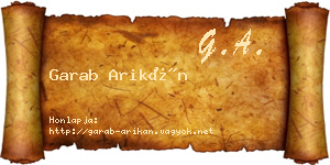 Garab Arikán névjegykártya